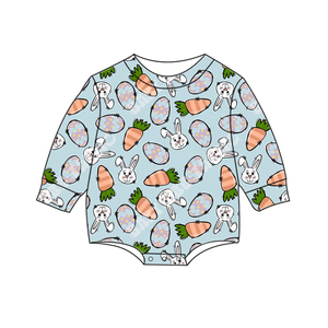 Niedliche Ostern drucken Kinder pyjamas <span class=keywords><strong>Baby</strong></span> hochwertige Bambus faser Material YKK Reiß verschluss Overall Langarm Pyjamas <span class=keywords><strong>Set</strong></span> - Product Image 6
