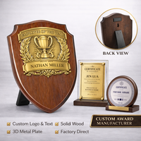 Trophées de championnat de football avec logo personnalisé, médailles, plaques en bois avec rembourrage en velours, alliage de zinc, trophées militaires de sécurité