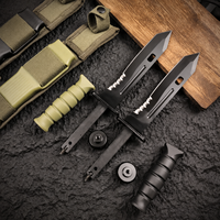 Couteau de survie robuste 5Cr15MoV à lame pleine, manche FRN, lame fixe semi-dentelée, couteau tactique de chasse et de camping avec étui