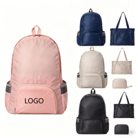 Sac à dos unisexe imperméable léger en polyester, double usage, pour voyage, randonnée, gym, quotidien, avec logo personnalisé, grande capacité, pliable, avec fermeture éclair