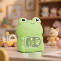 Horloge de table LED intelligente à piles avec veilleuse grenouille en silicone à écran tactile et changement de couleur pour la décoration intérieure