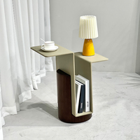 Table d'appoint multi-niveaux créative nordique avec plateau en cuir rembourré, petite table basse, porte-revues, table de chevet pour chambre à coucher
