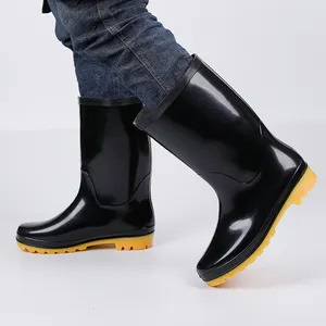 Work Safety Low Price Pvc Middle Waterproof Men's Rubber Customized Rain Boots