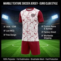 Maillot de football sublimation imprimé marbre club EURO 26/27, manches courtes raglan OEM, 100% polyester, logo personnalisé, faible MOQ
