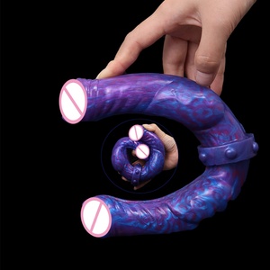 Hot Sell Realistic Waterproof Prepuce Penis Silicone Double Penetrator <b>Dildo</b> for Women Adult Sex Toys Soft Silicone <b>Dildo</b> - Product Image 2