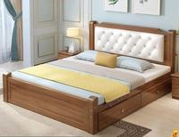 Lit double moderne en bois de pin massif, écologique, économique, pour chambre principale, 1,8 m, tailles de lit simple pour la maison, meubles de maison