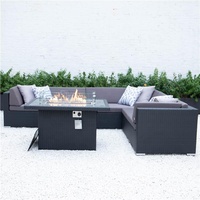 Conjunto de muebles de exterior para Patio y jardín, mesa de mimbre moderna, sofá seccional impermeable