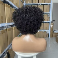 Perruques Courtes Pixie pour Femmes, Cheveux Vierges Non-Lace, Perruques Frisées Kinky à Frange, Haute Densité, Idéales pour les Vacances, Vente en Gros à Prix Abordable