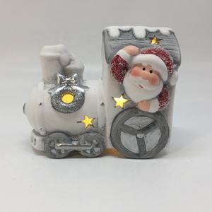 Artisanat et cadeaux en céramique de Noël, Père Noël conduisant un <span class=keywords><strong>train</strong></span> avec un modèle de bonhomme de neige - Product Image 5