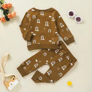 Babies Wear Rainbow Long Sleeve Sweatshirt Harem Pants Toddler Baby Boy Girl Outfit Casual Clothing Sets For Babies 0-3 Years