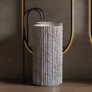 <span class=keywords><strong>Lavabo</strong></span> <span class=keywords><strong>sur</strong></span> <span class=keywords><strong>pied</strong></span> en résine de pierre artificielle de style Wabi Sabi pour la maison et l'hôtel, surface solide moderne - Product Image 1
