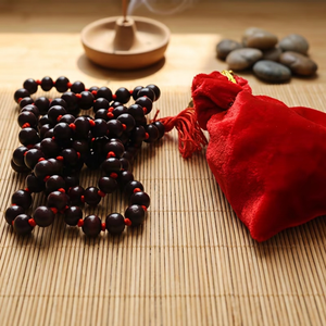 Lal Chandan Mala Handmade Red Sandalwood <b>Rosary</b> with Asian Zen Design From Orissa - Product Image 5