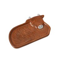 Plateau à sachets de thé en céramique motif vache des Highlands avec boîte cadeau écologique et alimentaire pour la maison et les fêtes