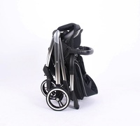 Nouvelle arrivée : poussette bébé avec cadre en alliage d'aluminium, siège en tissu, 0-3 ans, réversible, pliage à une poignée, couleur corail noir