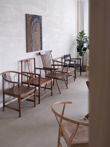 White Wax <b>Wood</b> <b>Solid</b> Circle Chair Vintage Natural Armrest Wabi-Sabi Artistic Design <b>Dining</b> Chair Living Room Tea Home Furniture - Product Image 2