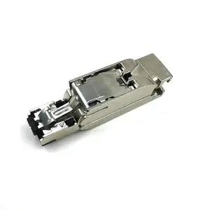 Field mountable industrial RJ45 ethernet connector 4 poles metal straight connector