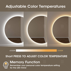 Modern Home Decor Half Moon Round Shape Led <b>Light</b> Smart Mirror Touch <b>Sensor</b> <b>Switch</b> Wall Bathroom Mirror - Product Image 2