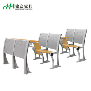 Sillas Escolares Mingzhong de Aleación de Aluminio con Asiento Metálico Escalonado y Escritorio de Madera para Uso Educativo - Product Image 1