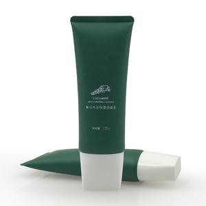 D40mm Custom Green Color Oval Empty <b>Plastic</b> Cosmetic <b>Tube</b> With Double Wall Oval Screw Cap For Facial Cleanser Hand Cream - Product Image 4