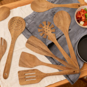 Juego de Utensilios de Cocina de Madera de Nogal 100% Natural, 14 Piezas, Duraderos, Antiadherentes, de Primera Calidad - Product Image 5