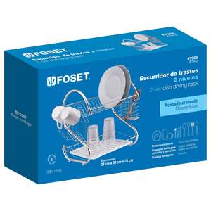 Foset-Escurridor de platos de acero cromado de 2 niveles, práctico limpiador de desagüe de cocina, 2 niveles, 2 unidades - Product Image 1