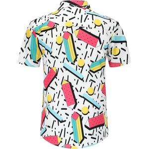 Chemises décontractées rétro disco pour hommes des années 80 et 90, col montant imprimé, personnalisables avec logo ODM - Product Image 2