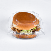 Boîte d'emballage alimentaire à emporter en plastique transparent PET personnalisée en gros, boîte à clapet jetable pour hamburger