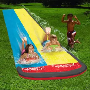 Großhandel aufblasbare pads pool rutsche-Suntour Crash Pad Wasser rutsche Doppels chieber Pool rutsche mit Wassers pritzer für Kinder