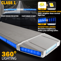 Barre lumineuse de signalisation d'urgence Pinzhi 45,5 pouces 132 LED 108W, avertisseur de circulation pour toit, bleu, 12V, ambulance, camion de pompiers, voiture, garantie 1 an