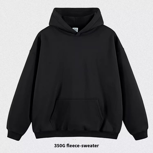 Sudadera con Capucha Extra Grande de Alta Calidad, 350 g/m², con Logotipo Personalizado, Lisa, Unisex, Negra, Gruesa, para Hombre - Product Image 2