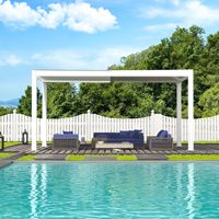 Pergola à lames orientables, toit de patio à lames, structure en aluminium 4x6m, revêtement poudré, balcon, contrôle intelligent du soleil et de la pluie