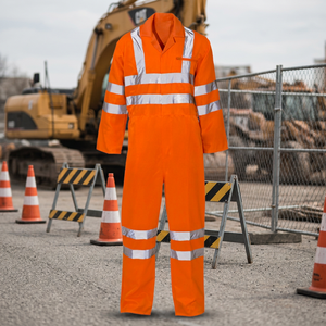 Hi Vis Breathable <b>Twill</b> Cotton Work Coverall Men's Custom Drill High Visibility Reflective Stripes Safety Uniform - Product Image 2