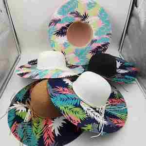 Women Paper Floppy Beach <b>Straw</b> <b>Hat</b> With Print Logo Bowknot Summer Sun <b>Hat</b> Foldable 2024 <b>Straw</b> <b>Hat</b> - Product Image 2