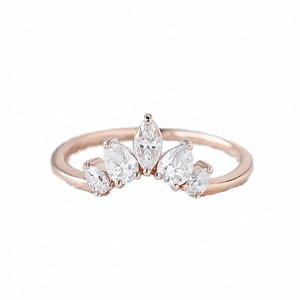 Rose Gold Plated Sterling Silver Moissanite <b>Crown</b> <b>Ring</b> Round Brilliant Cut Prong Setting Unisex Engagement Band Vintage Style - Product Image 3