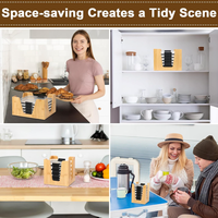 Organisateur de couvercles en bambou empilable et durable pour rangement de placards de cuisine