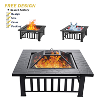 Table de barbecue multifonctionnelle avec foyer pour mobilier de patio, mobilier de jardin extérieur, chauffage au bois en fer, poêle à feu