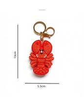 Porte-clés animaux marins perlés à la main style dessin animé, mini perles rondes incrustées, coquille de crevette, homard, breloque de sac, souvenirs de plage, cadeau pour femme