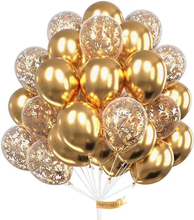 TS personalizado tira longa confete látex balão 12 polegadas rosa ouro prata confete látex balão para decoração do partido