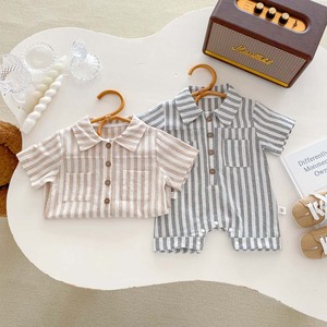 2025 edizione estiva in versione coreana <span class=keywords><strong>vestiti</strong></span> striscianti Casual da bambino tutina a righe da uomo - Product Image 3