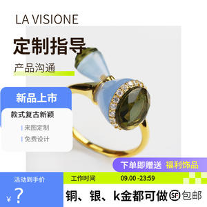 Ver enlace para anillos de piedras preciosas, anillos de boda vintage para mujer, artesanía italiana, pedido sencillo en línea - Product Image 3