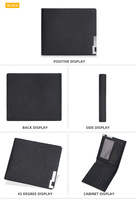 Dompet Pendek Minimalis Ramping Desain Baru Baellerry untuk Pria, Dompet Kartu Bisnis Sederhana Lipat Dua dengan Banyak Slot Kartu, Kulit PU