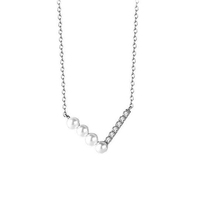 Collier de perles de coquillage blanc personnalisé collier pendentif en V en argent sterling