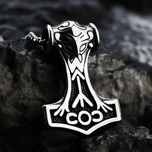 Colgante Martillo de Thor de Acero Inoxidable, Amuleto de Odín de Doble Cara, Collar para Hombre, Joyería de Moda, Regalo - Product Image 3