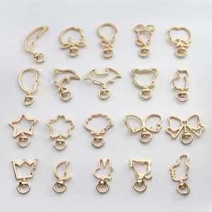 3 Colors Creative Keychain Five-pointed Star Moon Dolphin Cherry Blossom cat Heart-shaped Alloy DIY Keychain Accessory - Product Image 5