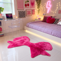 Tapis personnalisé en fausse fourrure à poils longs en forme de queue de poisson pour chambre à coucher, tapis moelleux