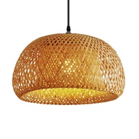 Lustre Vintage en bambou osier rotin vague ombre plafonnier nouveau bambou abat-jour pendentif lustres et lumières