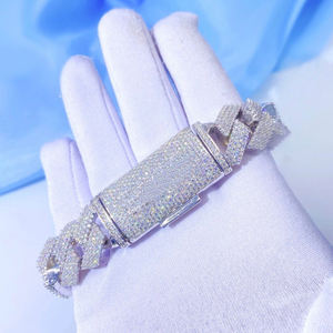 Luxury Iced Out Moissanite Cuban Link Bracelet 18K 24K Gold Plated Hip Hop Jewelry <b>for</b> <b>Men</b> - Product Image 3