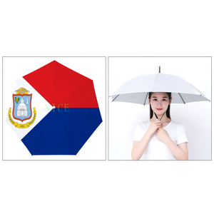 Chapeau parapluie personnalisé drapeau national Saint-Martin, parapluie mains libres en tissu Oxford argenté pour fêtes en plein air et travaux sur le terrain - Product Image 1