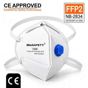 KN95 Respirator Mask 3-Layer Non-Woven Fabric Disposable with Metal Nose Clip and Breathing Valve for <b>Dust</b> and Harmful Gas Prot - Product Image 1
