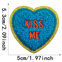 Patchs en chenille brodés en 3D en forme de cœur d'amour faits à la main, à repasser sur les chapeaux et les sacs